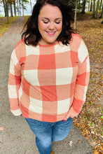 Load image into Gallery viewer, Rust Checker Plaid French Terry Top
