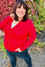 Load image into Gallery viewer, Day On The Town Red Snap Button Rib Cardigan
