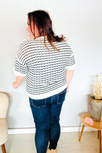 Load image into Gallery viewer, You've Got This Ivory &amp; Black Wavy Stripe Pattern Sweater Top
