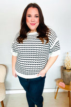 Load image into Gallery viewer, You've Got This Ivory &amp; Black Wavy Stripe Pattern Sweater Top
