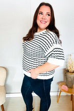 Load image into Gallery viewer, You've Got This Ivory &amp; Black Wavy Stripe Pattern Sweater Top
