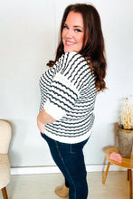 Load image into Gallery viewer, You've Got This Ivory &amp; Black Wavy Stripe Pattern Sweater Top
