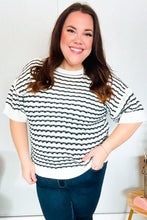 Load image into Gallery viewer, You've Got This Ivory &amp; Black Wavy Stripe Pattern Sweater Top
