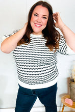 Load image into Gallery viewer, You've Got This Ivory &amp; Black Wavy Stripe Pattern Sweater Top
