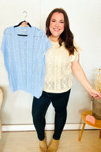 Load image into Gallery viewer, The Perfect Find Sky Blue Dolman Short Sleeve Crochet Sweater Top
