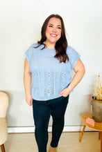 Load image into Gallery viewer, The Perfect Find Sky Blue Dolman Short Sleeve Crochet Sweater Top
