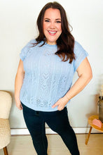 Load image into Gallery viewer, The Perfect Find Sky Blue Dolman Short Sleeve Crochet Sweater Top
