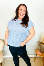 Load image into Gallery viewer, The Perfect Find Sky Blue Dolman Short Sleeve Crochet Sweater Top
