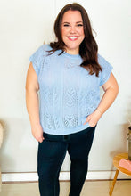 Load image into Gallery viewer, The Perfect Find Sky Blue Dolman Short Sleeve Crochet Sweater Top
