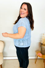 Load image into Gallery viewer, The Perfect Find Sky Blue Dolman Short Sleeve Crochet Sweater Top
