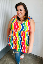 Load image into Gallery viewer, Multicolor Wavy Stripe Shoulder Tie Detail Top
