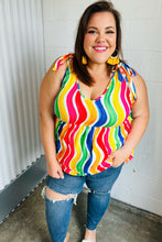 Load image into Gallery viewer, Multicolor Wavy Stripe Shoulder Tie Detail Top
