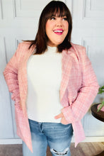 Load image into Gallery viewer, Get To It Pink Plaid Double Breasted Collar Lapel Blazer
