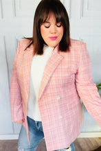 Load image into Gallery viewer, Get To It Pink Plaid Double Breasted Collar Lapel Blazer
