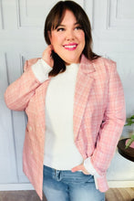 Load image into Gallery viewer, Get To It Pink Plaid Double Breasted Collar Lapel Blazer
