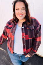 Load image into Gallery viewer, City Streets Burgundy &amp; Rust Plaid Studded Cropped Jacket
