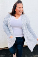 Load image into Gallery viewer, Leading Lady Slate Blue Two Tone Fuzzy Soft Brushed Cardigan
