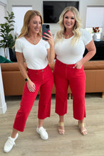 Load image into Gallery viewer, JUDY BLUE- Lisa High Rise Control Top Wide Leg Crop Jeans in Red
