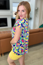 Load image into Gallery viewer, DEAR SCARLETT- Lizzy Cap Sleeve in Royal and Magenta Mod Floral
