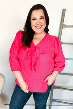 Load image into Gallery viewer, Stay With Me Pink V Neck Ribbon Bow Babydoll Woven Blouse
