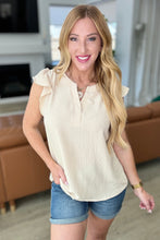 Load image into Gallery viewer, ANDREE BY UNIT- ANDREE BY UNIT- Crinkle Split Neckline Flutter Sleeve Top in Taupe
