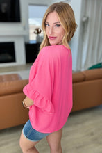 Load image into Gallery viewer, ANDREE BY UNIT- Airflow Peplum Ruffle Sleeve Top in Hot Pink
