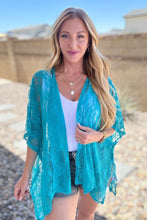 Load image into Gallery viewer, ANDREE&#39;- Good Days Ahead Lace Kimono In Teal
