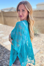 Load image into Gallery viewer, ANDREE&#39;- Good Days Ahead Lace Kimono In Teal
