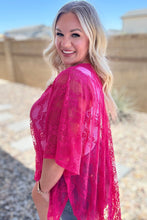 Load image into Gallery viewer, ANDREE&#39;- Good Days Ahead Lace Kimono In Fuchsia
