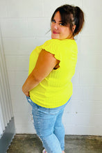 Load image into Gallery viewer, Yellow Wide Rib Frilled Short Sleeve Yoke Top
