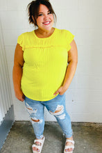 Load image into Gallery viewer, Yellow Wide Rib Frilled Short Sleeve Yoke Top
