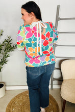 Load image into Gallery viewer, Spring Vibes Multicolor floral Rib Back Bow Tie Detail Top
