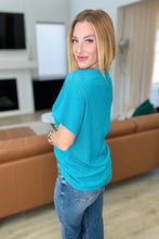 Load image into Gallery viewer, Trial and Error Textured V-Neck Blouse in Teal- 111 NORTH
