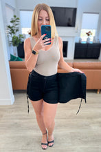 Load image into Gallery viewer, Bentli High Rise Side Tie Denim Skort in Black- JUDY BLUE
