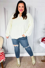 Load image into Gallery viewer, Lock Eyes Ivory Notched Neck With Patch Oversized Sweater
