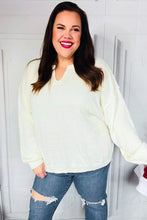 Load image into Gallery viewer, Lock Eyes Ivory Notched Neck With Patch Oversized Sweater
