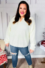 Load image into Gallery viewer, Lock Eyes Ivory Notched Neck With Patch Oversized Sweater
