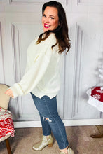 Load image into Gallery viewer, Lock Eyes Ivory Notched Neck With Patch Oversized Sweater
