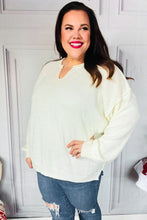 Load image into Gallery viewer, Lock Eyes Ivory Notched Neck With Patch Oversized Sweater
