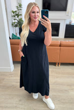 Load image into Gallery viewer, Modern Maritime Shift Maxi Dress in Black- RAE MODE
