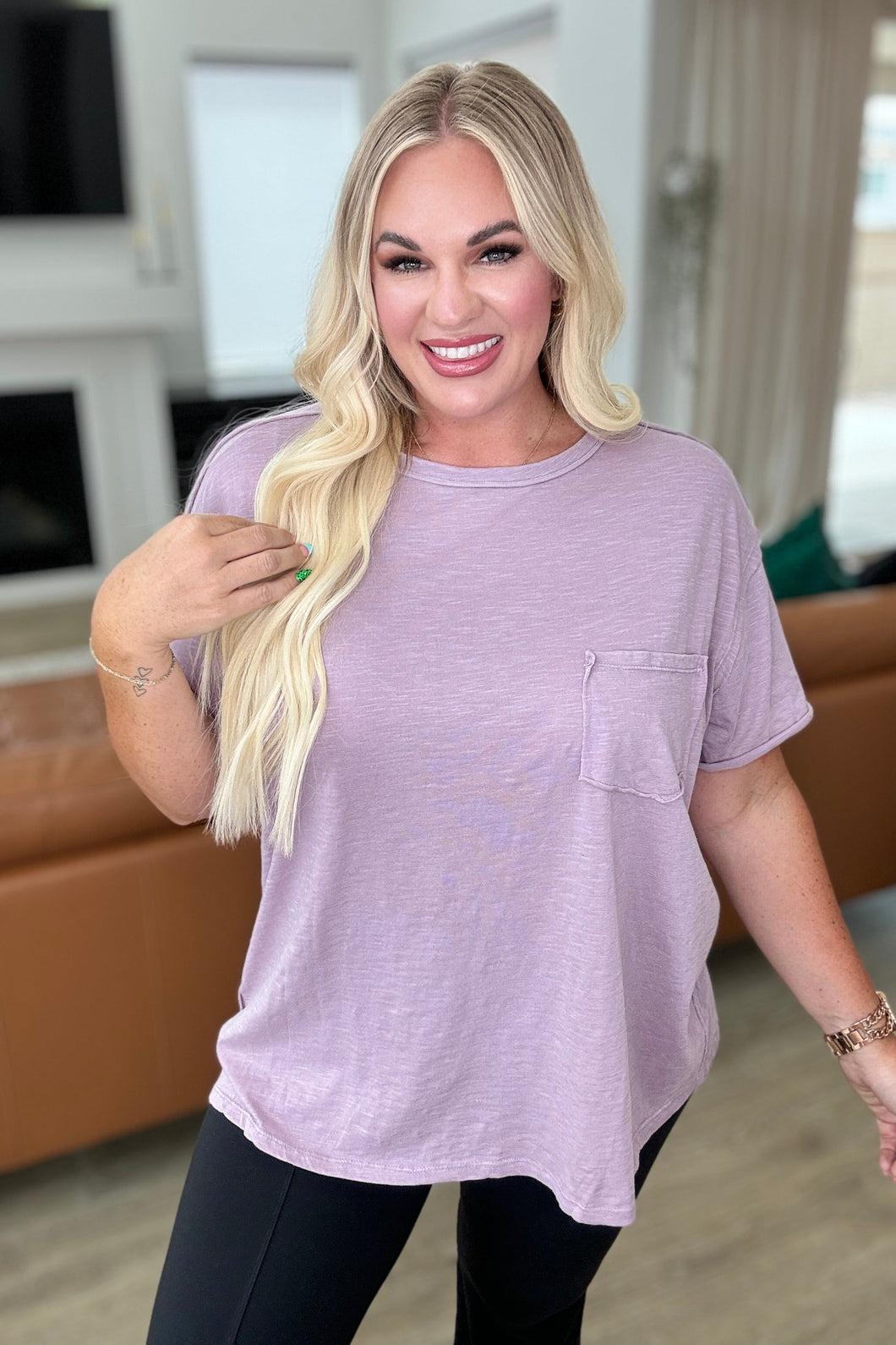 Casually Cool Patch Pocket Tee in Mauve- RAE MODE