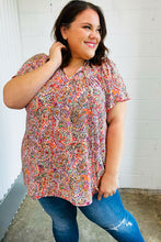 Load image into Gallery viewer, Plum Multicolor Boho Paisley Tie Neck Dolman Top
