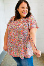 Load image into Gallery viewer, Plum Multicolor Boho Paisley Tie Neck Dolman Top
