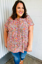 Load image into Gallery viewer, Plum Multicolor Boho Paisley Tie Neck Dolman Top

