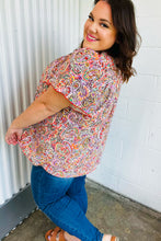 Load image into Gallery viewer, Plum Multicolor Boho Paisley Tie Neck Dolman Top
