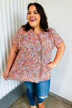 Load image into Gallery viewer, Plum Multicolor Boho Paisley Tie Neck Dolman Top

