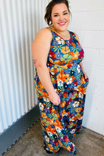 Load image into Gallery viewer, Teal &amp; Maroon Flat Floral  Fit and Flare Sleeveless Maxi Dress
