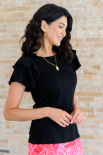 Load image into Gallery viewer, I&#39;ll Allow It Flutter Sleeve Tee In Black- 111 NORTH
