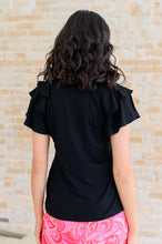 Load image into Gallery viewer, I&#39;ll Allow It Flutter Sleeve Tee In Black- 111 NORTH
