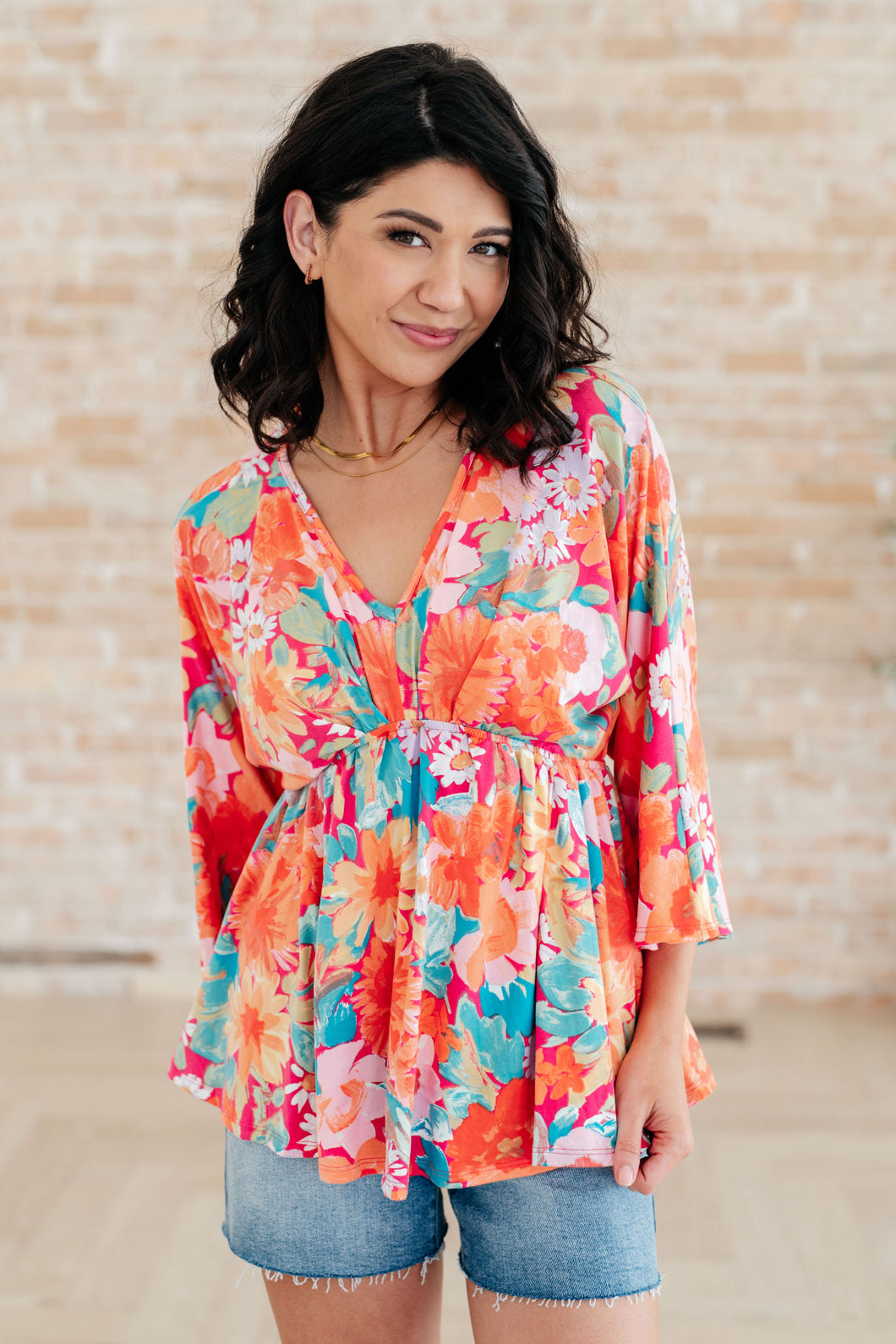 WHITE BIRCH- In Other Words, Hold My Hand V-Neck Blouse